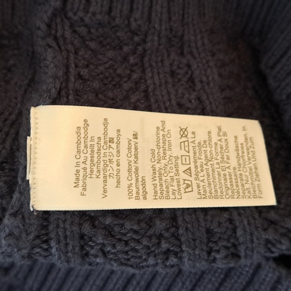 J.Crew‎ Womens Navy Cableknit Crewneck Pullover Sweater Puff Sleeves MED - Picture 6 of 7